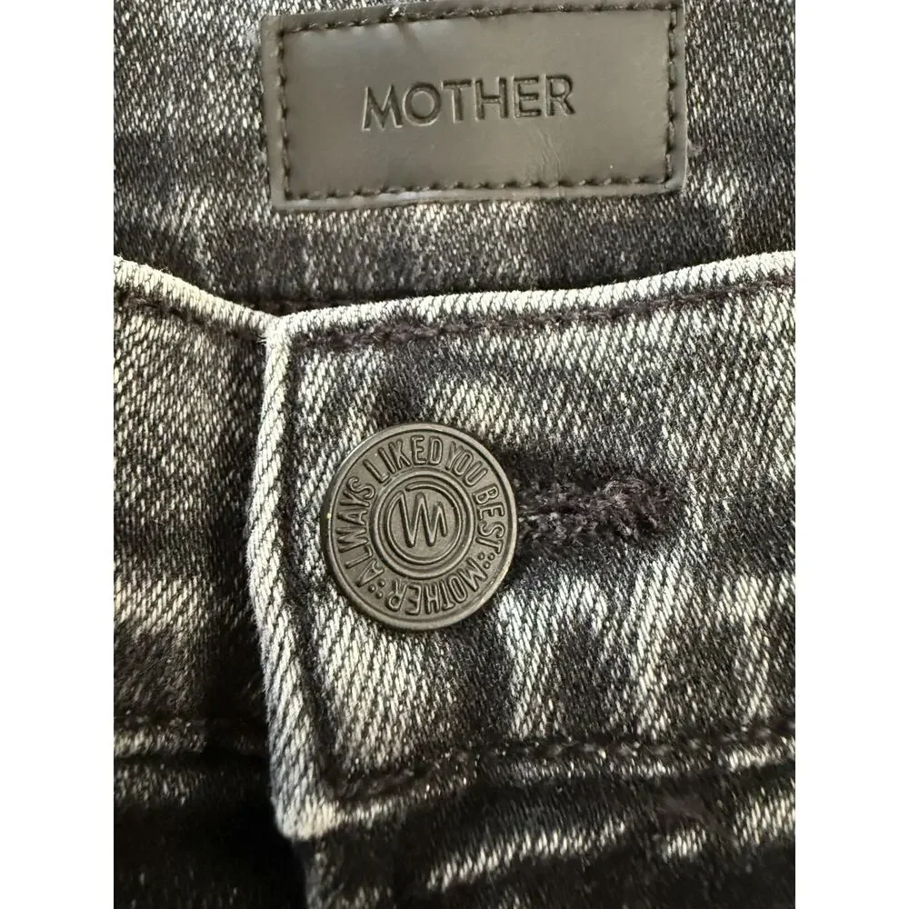 Mother Jeans Womens 24 Black High Waisted Rascal Ankle Snippet Train Stops Denim
